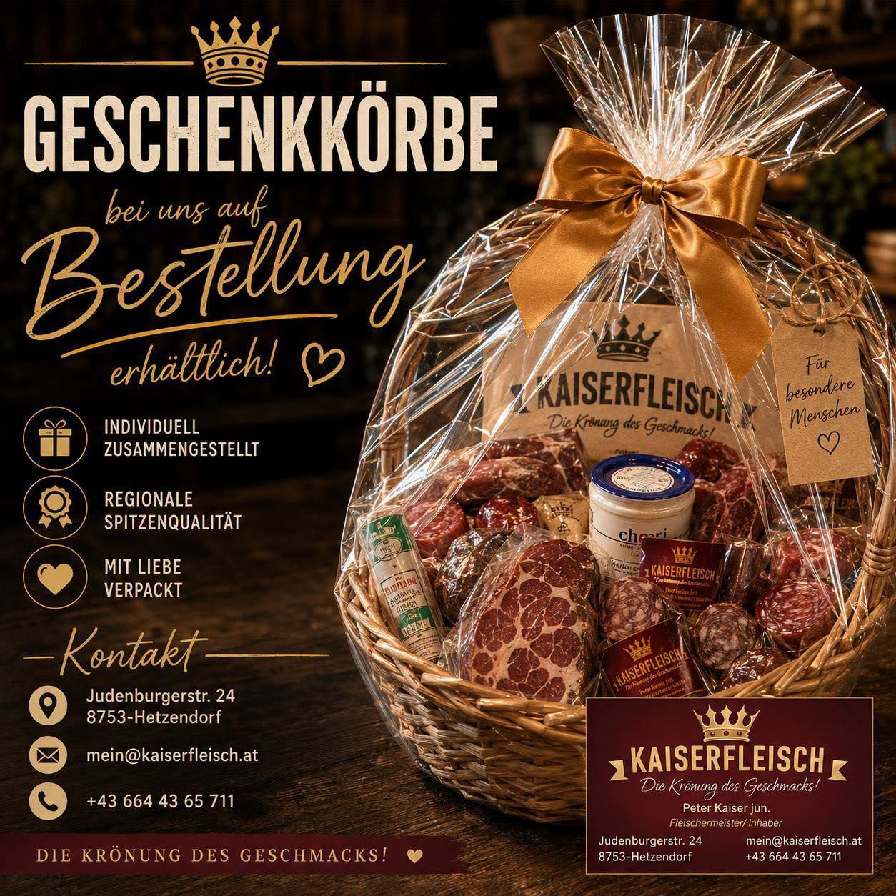 Kaiserfleisch Geschenkkörbe mit Wurst- und Fleischspezialitäten — auf Bestellung